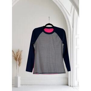 GAP Body Rash Guard. Long Sleeve. Dark Blue White Stripe Pink Large :)